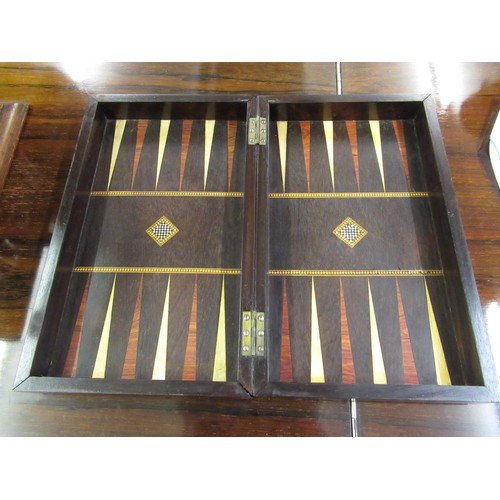 268 - Rosewood bone and ebony inlaid folding chessboard