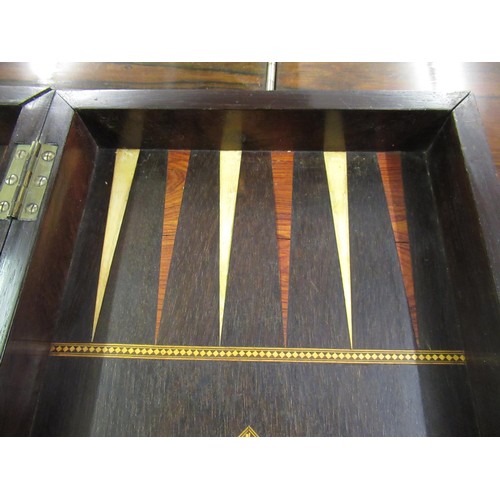 268 - Rosewood bone and ebony inlaid folding chessboard