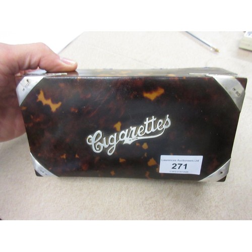 271 - Simulated tortoiseshell silver mounted cigarette box