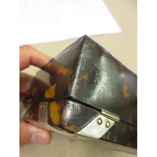 271 - Simulated tortoiseshell silver mounted cigarette box