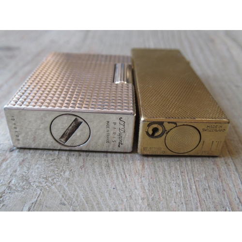 1048 - Dunhill gold plated lighter and a Dupont lighter