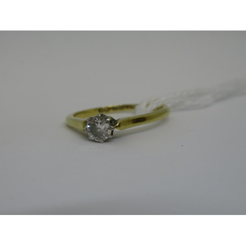 1108 - 18ct Gold and platinum diamond solitaire ring, approximately .35ct