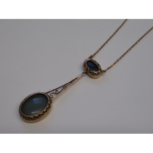 1150 - 9ct Gold mounted opal pendant on chain