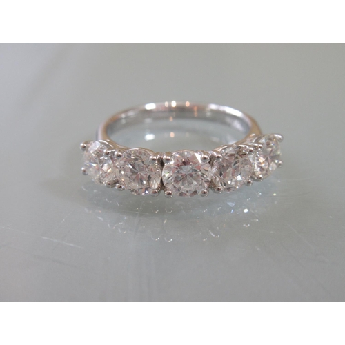 590A - 18ct White gold five stone diamond ring of approximately 2.6ct total, with certificate