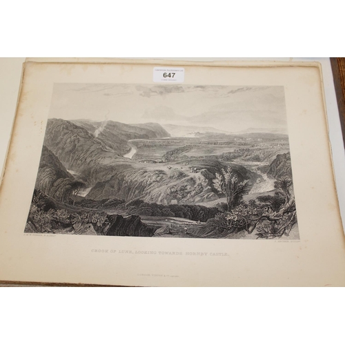 647 - Collection of approximately eighty unframed black and white engravings after Turner, varying sizes, ... 