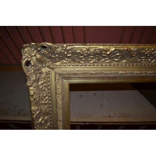 659 - Good quality modern rectangular gilt swept picture frame, 40ins x 30ins rebate, together with four o... 