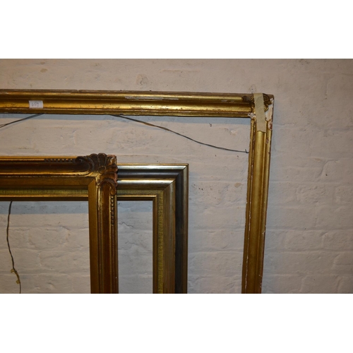 659 - Good quality modern rectangular gilt swept picture frame, 40ins x 30ins rebate, together with four o... 