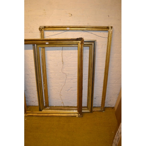 659 - Good quality modern rectangular gilt swept picture frame, 40ins x 30ins rebate, together with four o... 