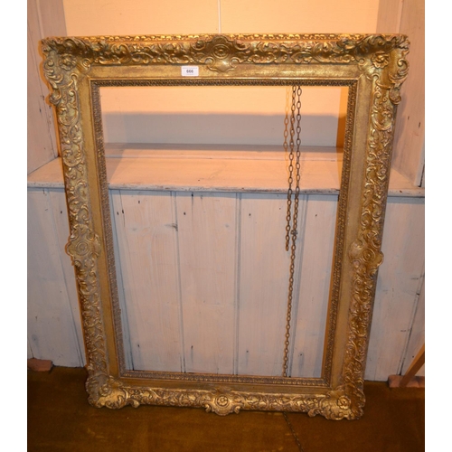 666 - 19th Century gilded composition swept frame, 32.5ins x 24.75ins rebate, together with four other var... 