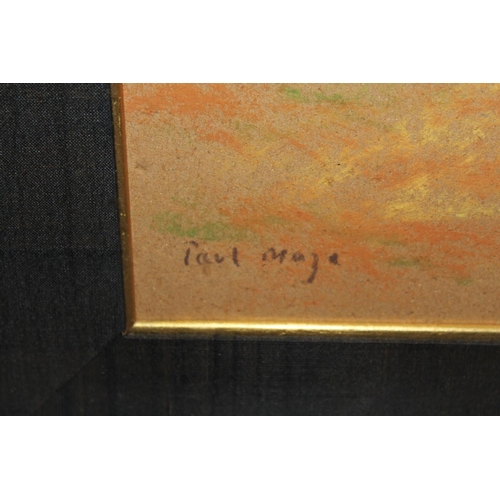 672 - Paul Maze, signed pastel drawing, coastal landscape, probably Suffolk, 14ins x 9ins