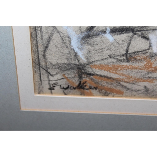 701 - E. Walker, signed pastel drawing, study of two boys watching a canary, 7ins x 8ins