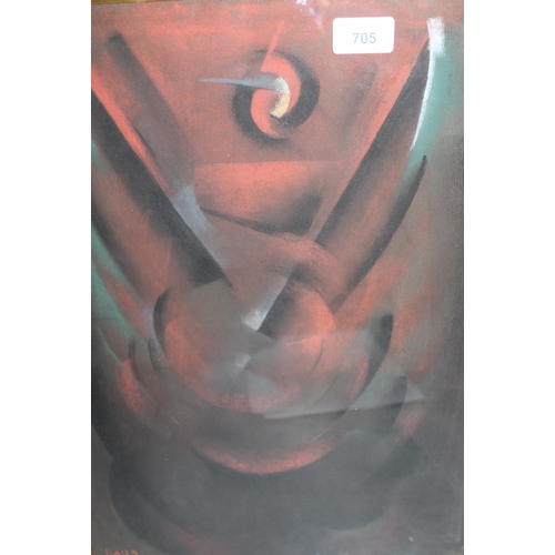 705 - Framed coloured chalk drawing, abstract composition, signed 'Balla', 18ins x 12ins