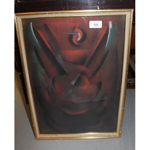 705 - Framed coloured chalk drawing, abstract composition, signed 'Balla', 18ins x 12ins