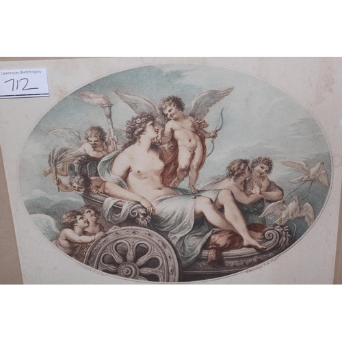 712 - Pair of Bartolozzi stipple engravings, classical scenes with maidens and putti