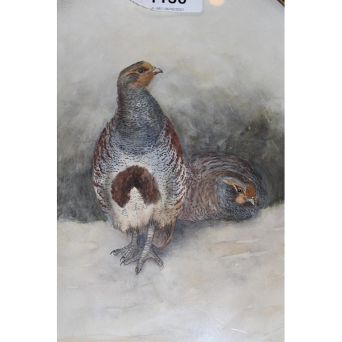 1136 - J. Stinton (Royal Worcester artist), oval watercolour study of two game birds, signed, 9.5ins x 7.5i... 