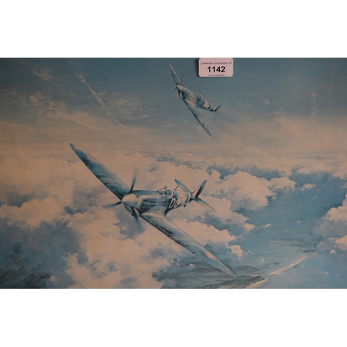 1142 - Group of four Robert Taylor colour prints with various pilot signatures including Sir Douglas Bader,... 