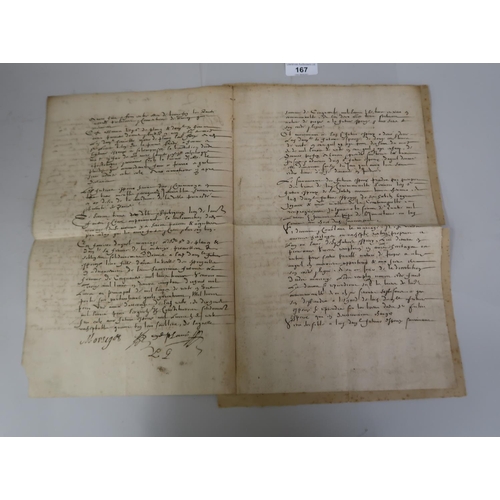 167 - Large six page paper document, the marriage contract of Louis Belin, an official in the King of Fran... 