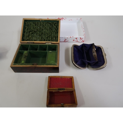 244 - Small 19th Century rectangular tortoiseshell sewing box (hinges at fault), together with a similar s... 