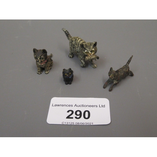 290 - Four various miniature Austrian cold painted bronze figures of cats