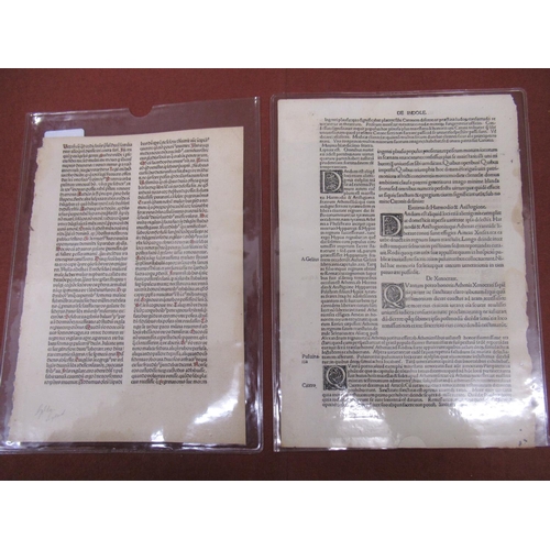 359 - Two fragments of 15th Century printing, a leaf from Valerius Maxomi Factorum....... and a leaf from ... 