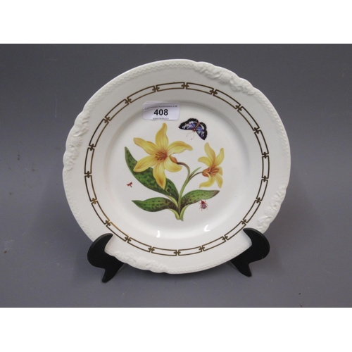 408 - Rockingham botanical plate painted with ' Erythenian Americanum ' within a gilt chain pattern and mo... 