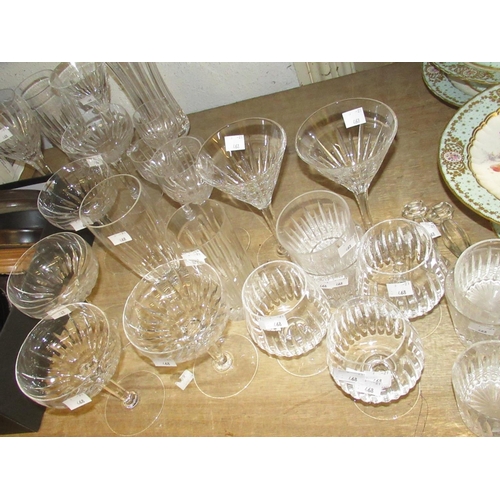 468 - Quantity of various cut glass drinking glasses including a celery vase