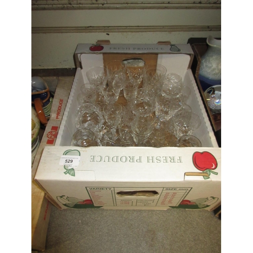 529 - Box containing a quantity of miscellaneous good quality drinking glasses