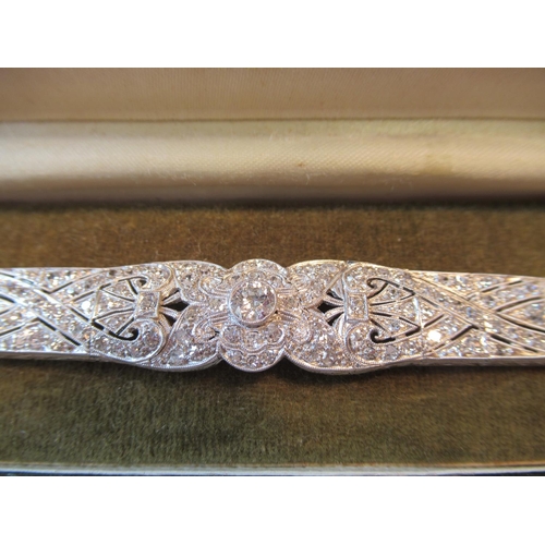 668 - Fine Art Deco platinum and diamond set articulated bracelet, 30g, 178mm in length