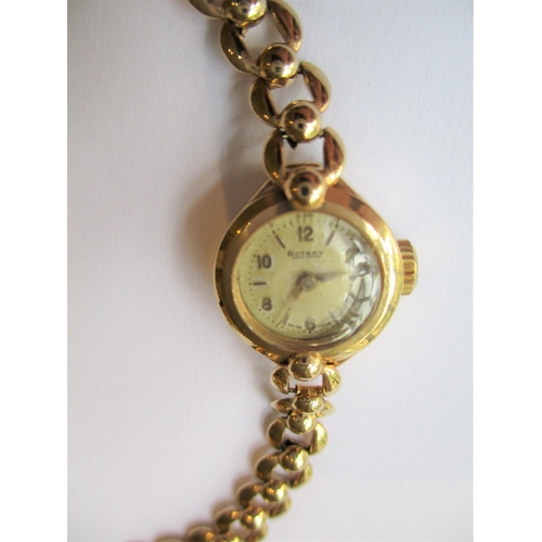 695 - Ladies Rotary 9ct gold cased wristwatch on a 9ct gold bracelet strap, together with three 9ct gold d... 