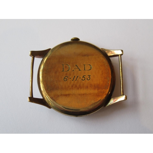 729 - 1950's Gentleman's Rotary circular 9ct gold cased wristwatch in original presentation box