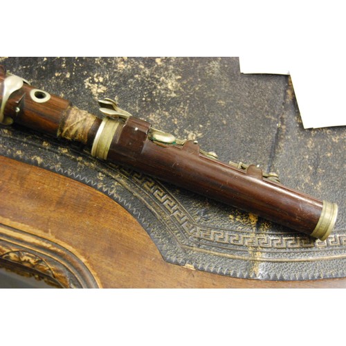 255 - Early 20th Century rosewood and nickel plate mounted flute (at fault)