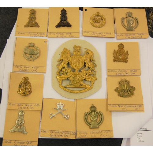 279 - Large collection of loose and mounted on card military badges, with two small boxes of military butt... 