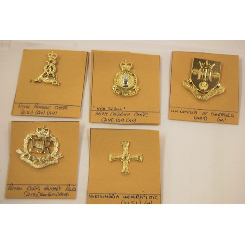 279 - Large collection of loose and mounted on card military badges, with two small boxes of military butt... 