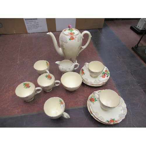 471 - Royal Cauldon coffee set comprising of coffee pot, cream jug, sugar basin, 6 cups and 6 saucers