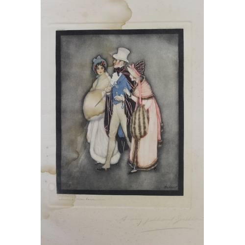 1039 - Jennie Harbour, group of four coloured etchings (some damages)