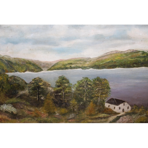 1061 - B. Gornik, 20th Century oil on board, landscape with cottage and loch, gilt framed 15.5ins x 19.5ins