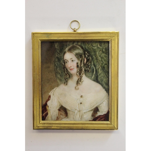 1062 - Attributed to Charles Ross, 19th Century watercolour miniature, portrait of a lady, inscribed verso ... 