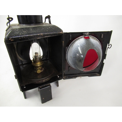 316 - Early 20th Century black painted railway lantern