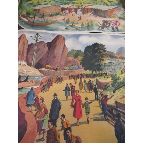 319 - Double sided poster ' Bride La Stade ', another poster of an African village, a handpainted poster a... 