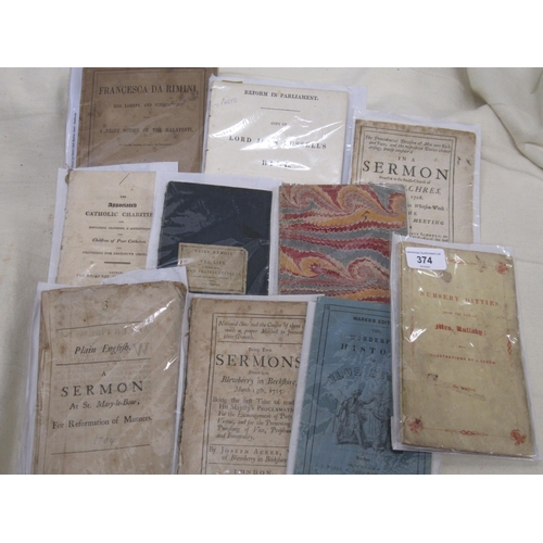 374 - Small collection of ten pamphlets and booklets on various subjects including ' Nursery Ditties from ... 