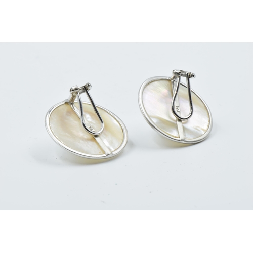 874 - Pair of 9ct white gold Mabe pearl set clip-on earrings