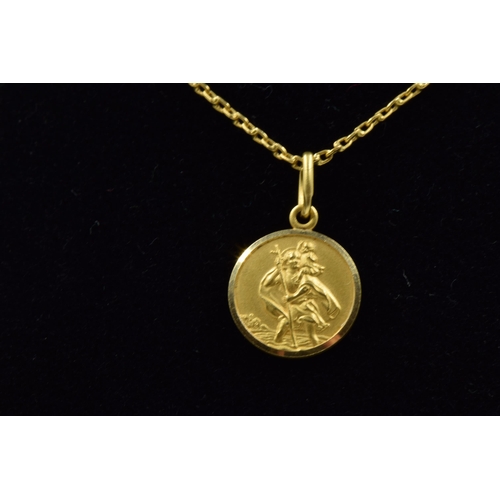 954 - 18ct Gold St. Christopher pendant and chain, 4.5g