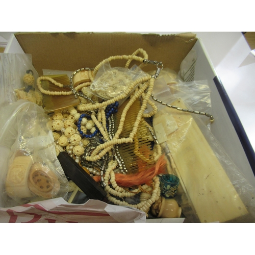 972 - Box containing a quantity of miscellaneous 19th and early 20th Century ivory jewellery and other ite... 