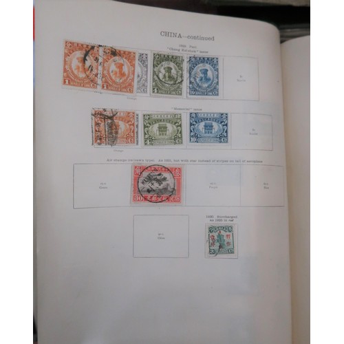 219 - Two large green Ideal postage stamp albums containing an extensive collection of World stamps, toget... 