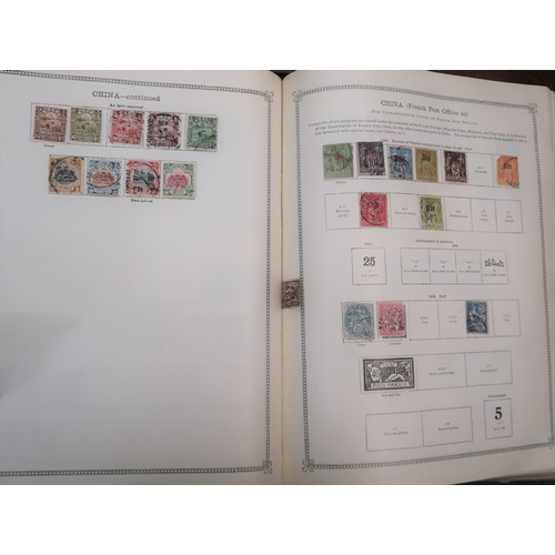 219 - Two large green Ideal postage stamp albums containing an extensive collection of World stamps, toget... 