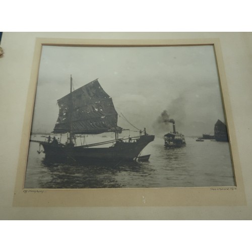 322 - Early 20th Century photograph, view in Hong Kong harbour, signed on the mount ' Geo. Chance ', 9ins ... 