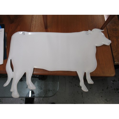 317 - Tin plate butcher's sign in the form of a cow depicting various cuts of meat