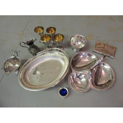 809 - Silver plated ice bucket and basket, together with a quantity of other plated items including flatwa... 