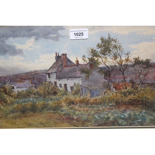 1025 - F. Boisseree, 19th Century watercolour, Highland landscape with cottage, figure and brook, signed, w... 