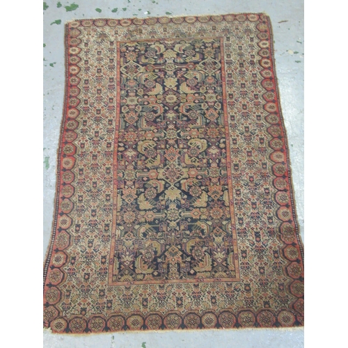 20 - Small Afghan Ersari prayer rug with a wine red ground, 4ft 6ins x 3ft approximately (some wear)